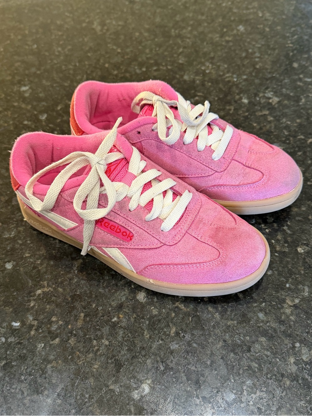 Reebok Girls Pink Suede Casual Sneakers with White Accents